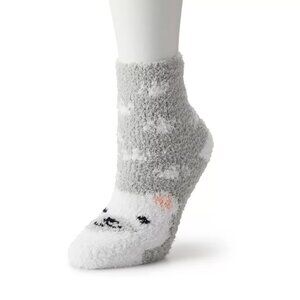 Women's SHINE Paws Polar Bear Fuzzy Crew Socks, Med Grey